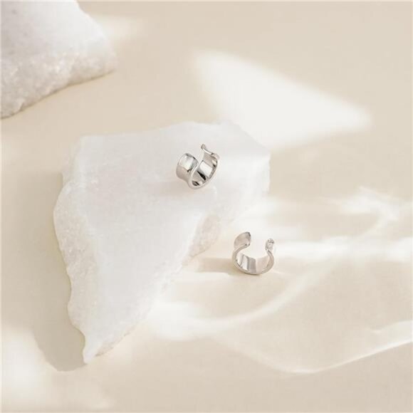 Cuff Earrings 925 Sterling Silver Ear Cuff Earrings Non-Piercing Fake Helix - Picture 4 of 7